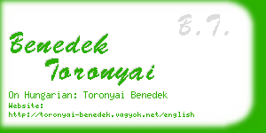 benedek toronyai business card